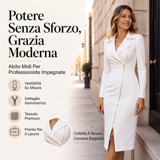 Abito da donna asimmetrico con cerniera e spacco frontale