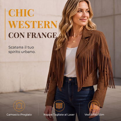 Giacca casual da donna con maniche lunghe e frange
