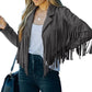 Giacca casual da donna con maniche lunghe e frange