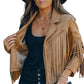 Giacca casual da donna con maniche lunghe e frange
