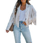 Giacca casual da donna con maniche lunghe e frange