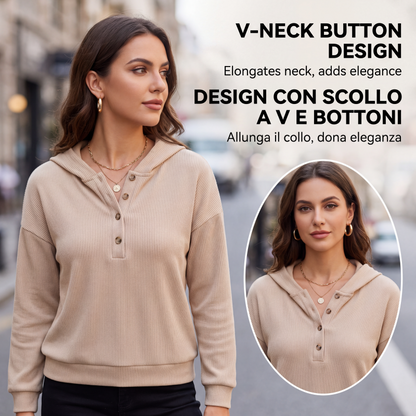 Felpa con cappuccio da donna a maniche lunghe di moda