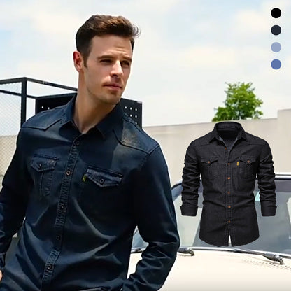 [Il regalo perfetto per lui] Camicia da uomo in denim a maniche lunghe che non necessita di stiratura