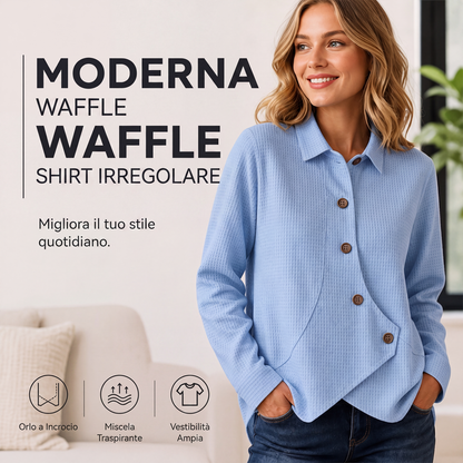 Maglione da donna con bottoni e orlo irregolare