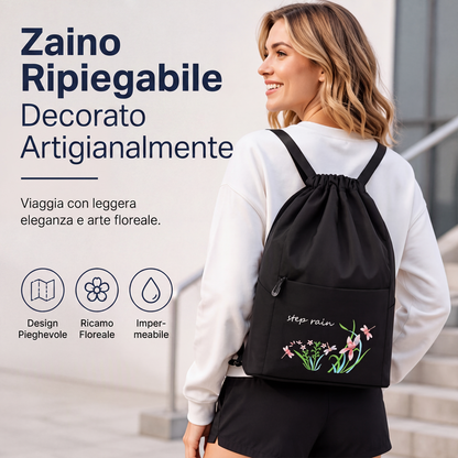 Zaino con coulisse pieghevole vintage da donna