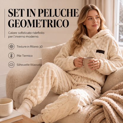 🔥SCONTO DEL 50%! 👚Completo da donna in maglia a trecce con cappuccio e pantaloni in peluche