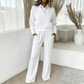 Set da donna con top a maniche lunghe e pantaloni a gamba larga