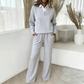 Set da donna con top a maniche lunghe e pantaloni a gamba larga