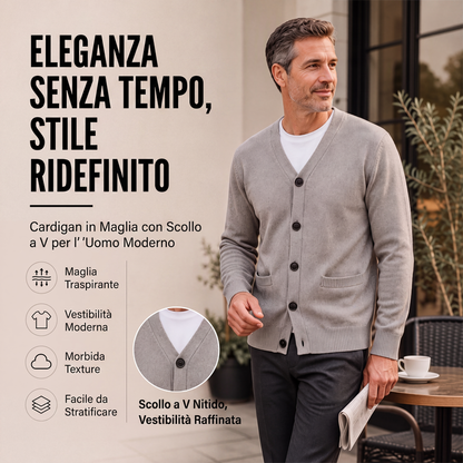 Cardigan lavorato a maglia con scollo a V casual da uomo
