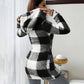 Giacca con cappuccio da donna in tartan con zip