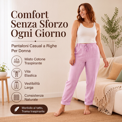 Pantaloni larghi da donna in cotone e lino