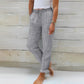 Pantaloni larghi da donna in cotone e lino