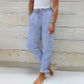Pantaloni larghi da donna in cotone e lino