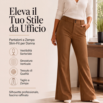 Pantaloni da donna a zampa a righe