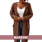 Cardigan lavorato a maglia lungo da donna con cappuccio e tasche