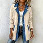 Giacca casual da donna in denim patchwork