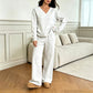 Completo da donna con felpa spalle scoperte e pantaloni