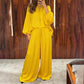 Completo top e pantaloni casual da donna, taglio ampio