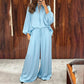 Completo top e pantaloni casual da donna, taglio ampio