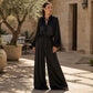 Completo top e pantaloni casual da donna, taglio ampio