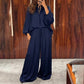 Completo top e pantaloni casual da donna, taglio ampio