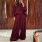 Completo top e pantaloni casual da donna, taglio ampio