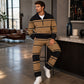 Set da ginnastica da uomo composto da felpa con mezza zip stampata e pantaloni