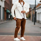 Set da uomo due pezzi: camicia casual con colletto a revers e maniche lunghe ＆ pantaloni