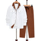 Set da uomo due pezzi: camicia casual con colletto a revers e maniche lunghe ＆ pantaloni