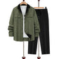 Set da uomo due pezzi: camicia casual con colletto a revers e maniche lunghe ＆ pantaloni
