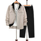 Set da uomo due pezzi: camicia casual con colletto a revers e maniche lunghe ＆ pantaloni
