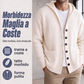 Cardigan lavorato a maglia con cappuccio da uomo, giacca di maglia casual ampia con bottoni