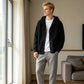 Cardigan lavorato a maglia con cappuccio da uomo, giacca di maglia casual ampia con bottoni