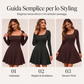 Mini abito da donna con maniche lunghe e scollo quadrato