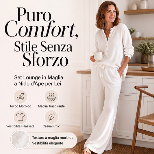 🔥SCONTO DEL 50%! 👚Set da casa in tessuto waffle per donna