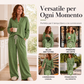 🔥SCONTO DEL 50%! 👚Set da casa in tessuto waffle per donna