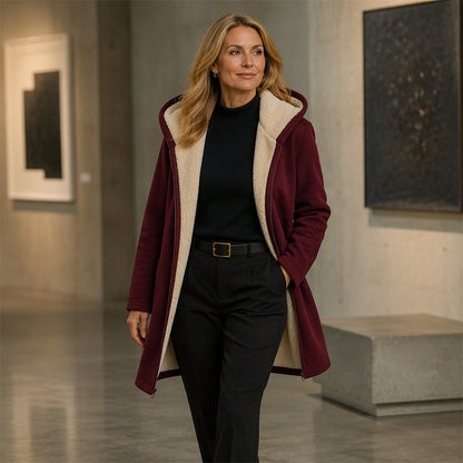 Giacca casual calda da donna con cappuccio, confortevole