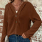 Top da donna trendy a maniche lunghe con cappuccio e colore tinta unita