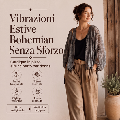 Cardigan da donna in pizzo traforato oversize