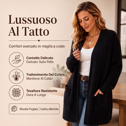 Cardigan da donna in maglia a coste