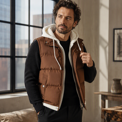Gilet invernale imbottito con cappuccio ispessito