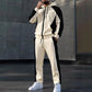 Set da uomo con felpa con cappuccio zip e pantaloni della tuta a blocchi di colore