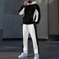 Set da uomo con felpa con cappuccio zip e pantaloni della tuta a blocchi di colore