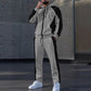 Set da uomo con felpa con cappuccio zip e pantaloni della tuta a blocchi di colore