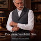 Gilet da uomo vintage in tweed a spina di pesce con revers