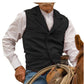 Gilet da uomo vintage in tweed a spina di pesce con revers