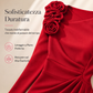 Abito midi da donna con arricciature e dettagli a rosa 3D