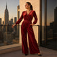 Tuta elegante in velluto con scollo a V da donna