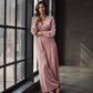 Tuta elegante in velluto con scollo a V da donna