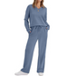 Completo da casa casual da donna composto da top e pantaloni, 2 pezzi